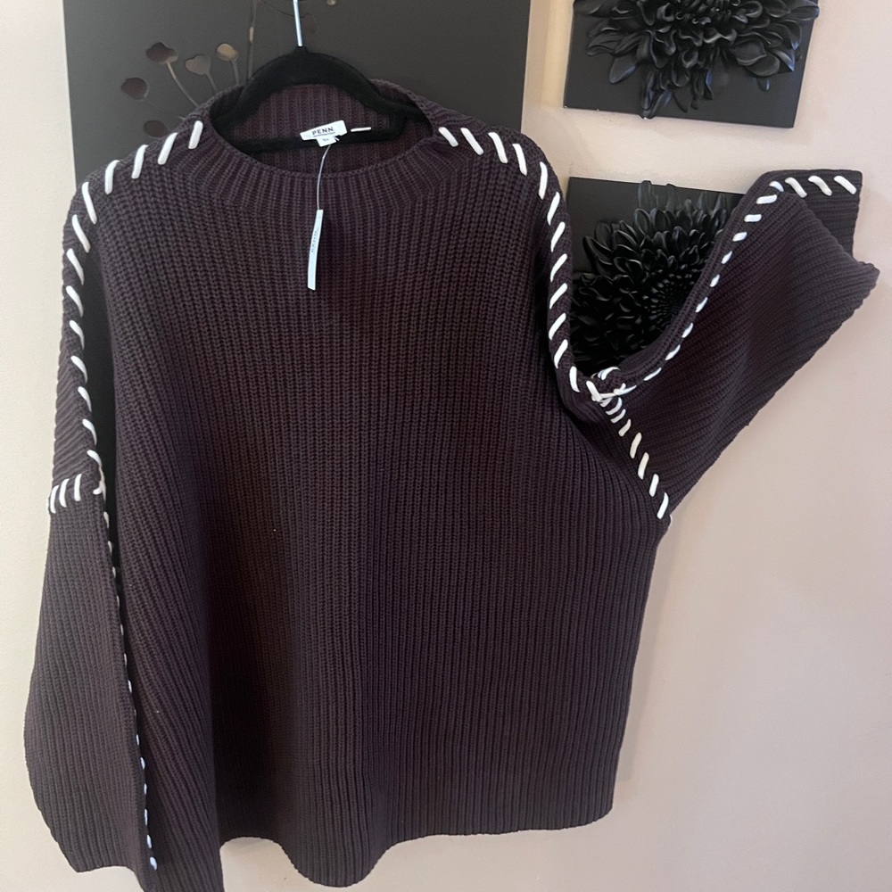 Penningtons Dark Brown Ribbed Knit Sweater